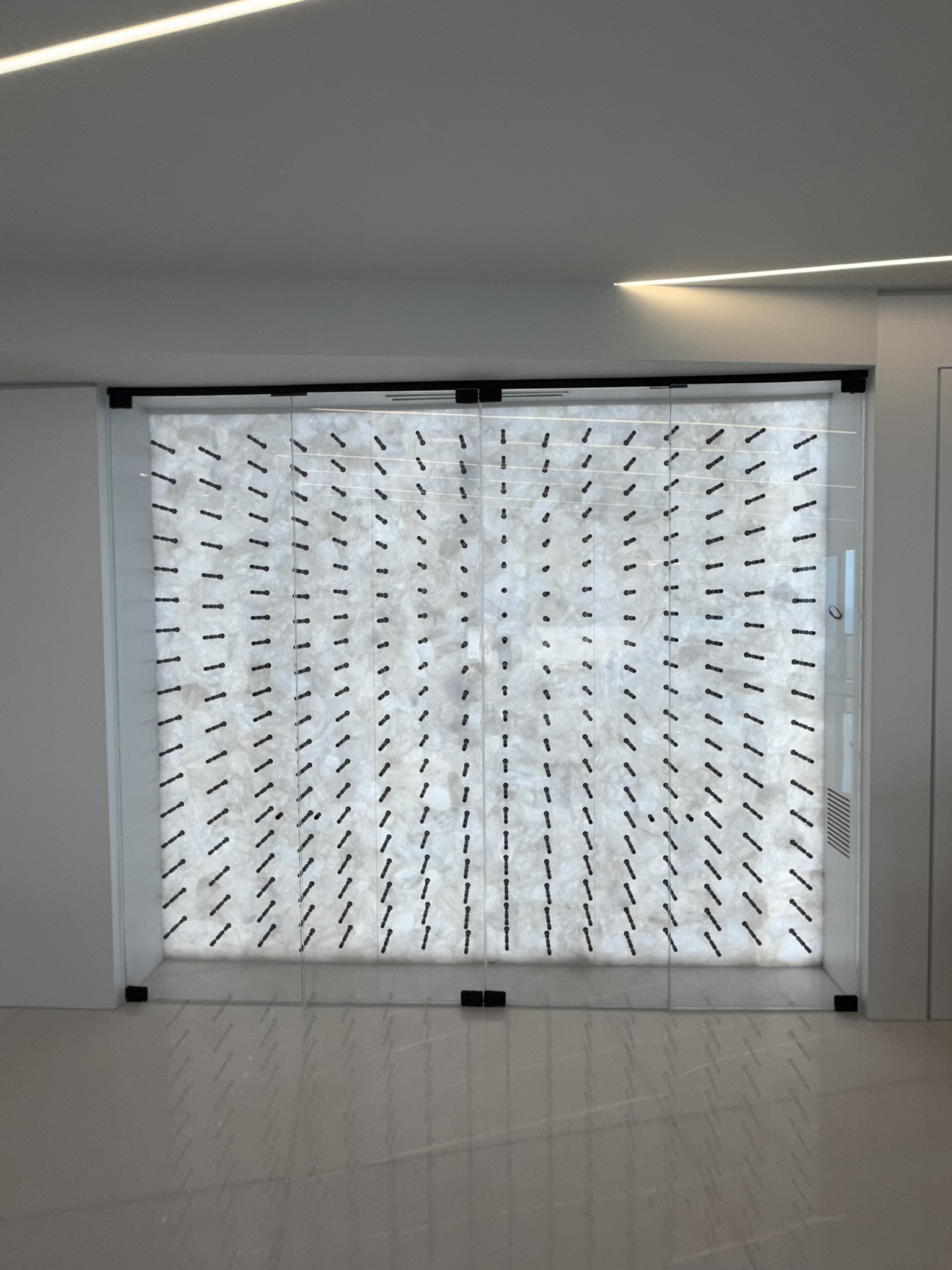Backlit marble wine display